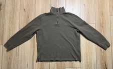 RALPH LAUREN POLO Sweater Medium L Tag Olive Green 1/4 Zip 100 Cotton