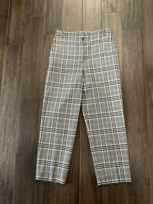 Tibi Taylor Lucas Suiting Pants Plaid High Rise Straight Leg Crop Ankle Size 6