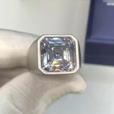 12 ctw Simulated Diamond 14K White Gold Over Men's Engagement Solitaire Ring