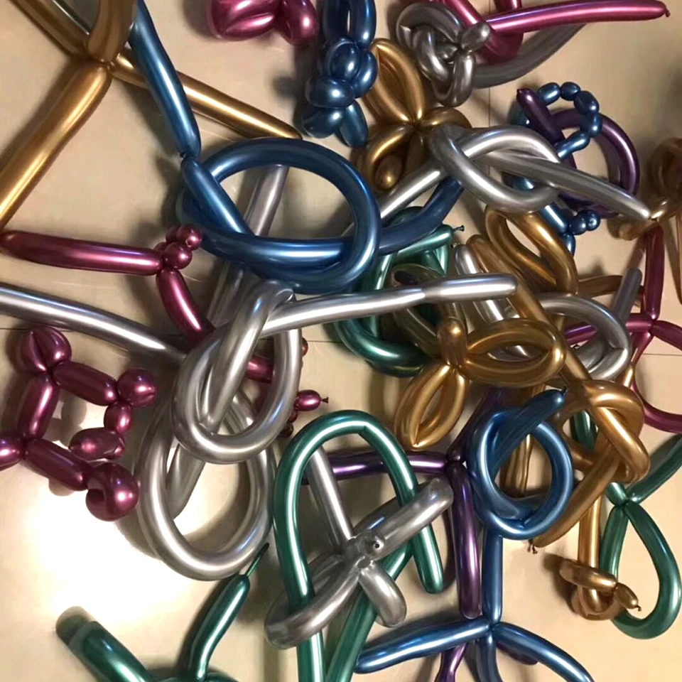 25Pcs 1.8gram Mixed Color Metallic Magic Long Animal Tying Twist Latex Balloons - Image 4 of 4