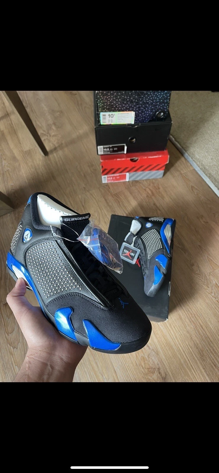 Taille 8   Supreme x Air Jordan 14 Retro Noir Varsity Royal