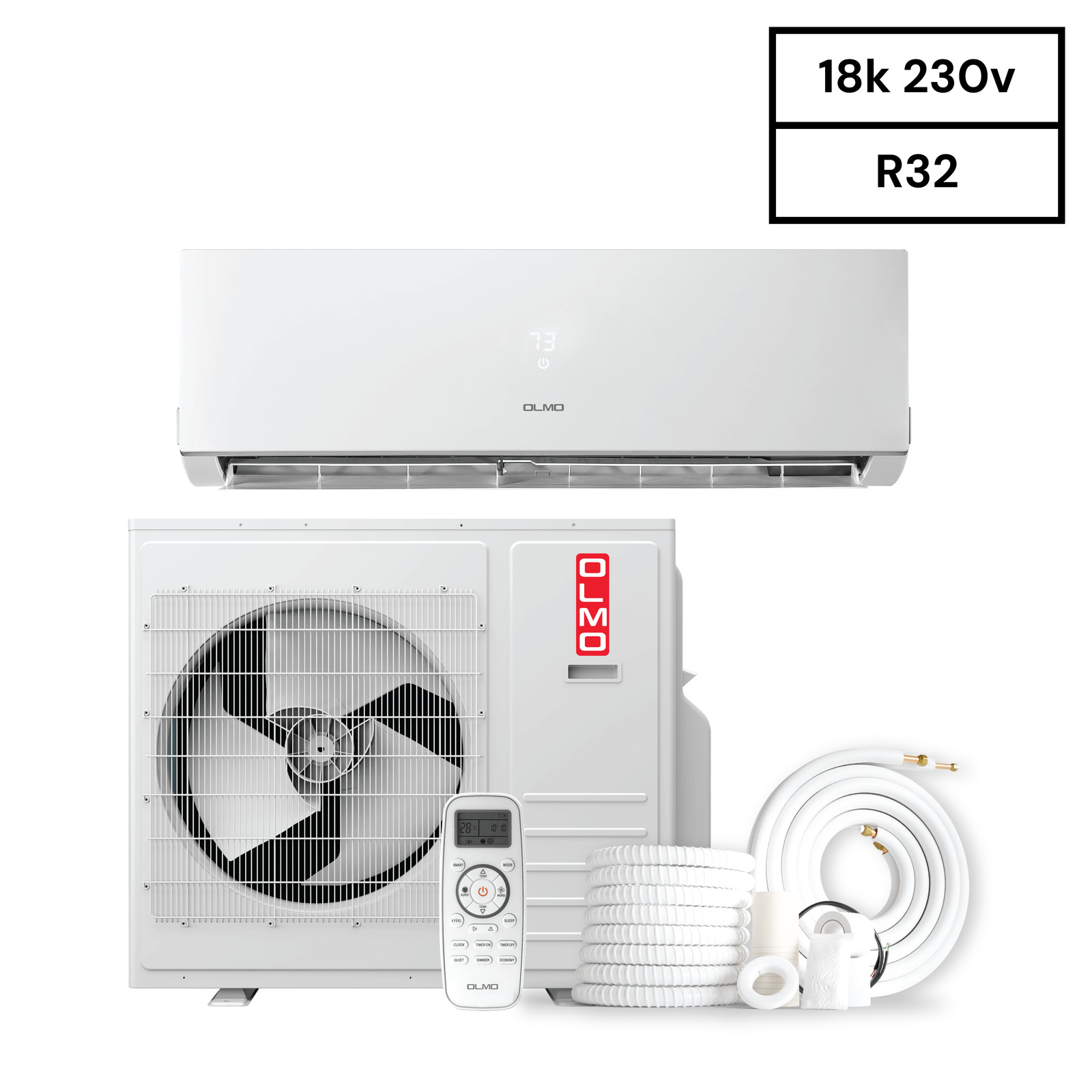OLMO Sierra 18,000 BTU 230V 1.5 Ton Mini Split AC & Heat Pump 21 SEER 16ft Kit