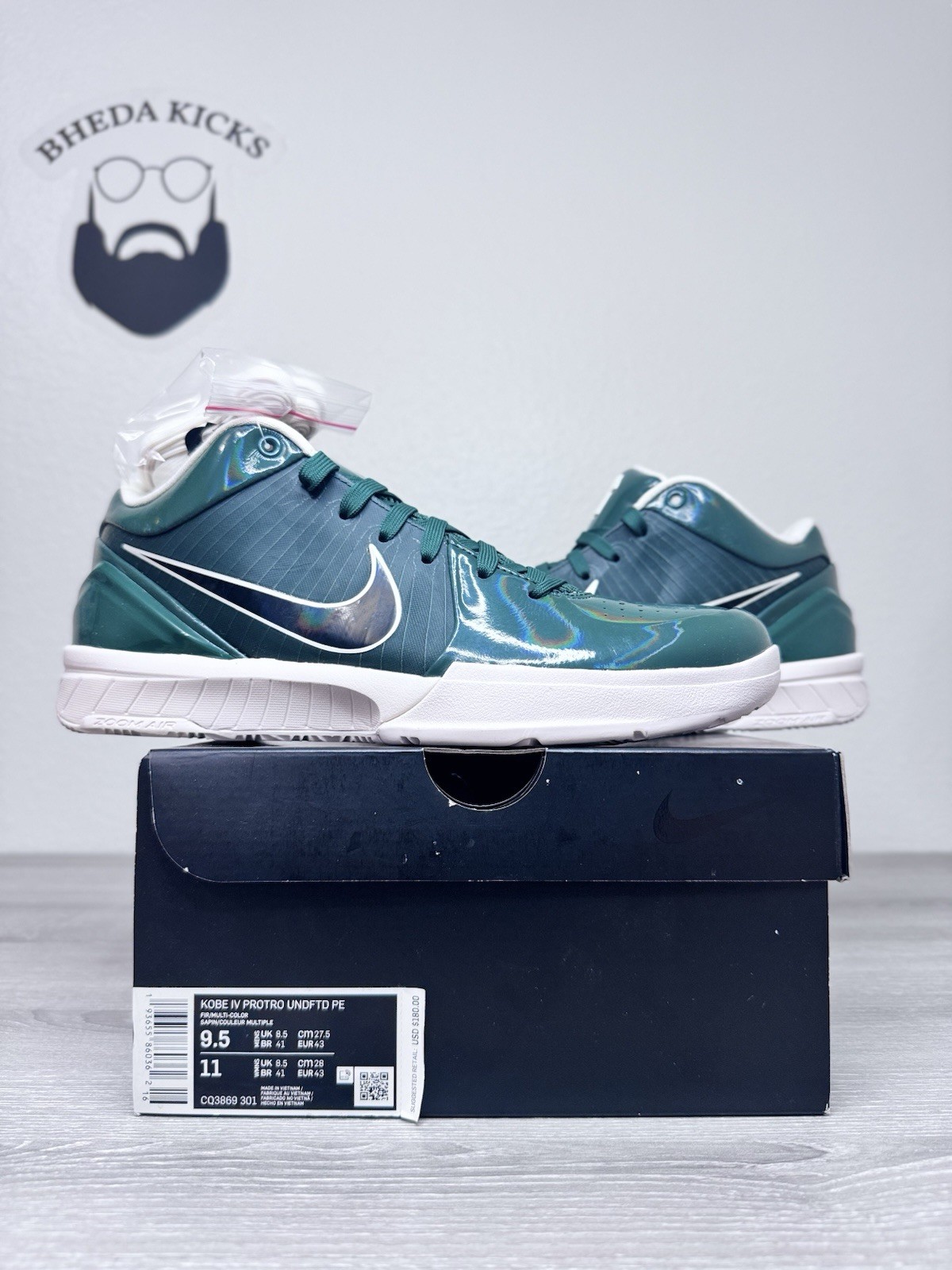 Size 9.5 - Undefeated x Nike Kobe 4 Protro Fir