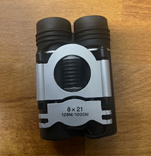 Compact 8x21 Binoculars Roof Prism Coated Lenses Black/Silver Carry Pouch