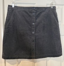 J Crew Grey Corduroy Mini Skirt Size 14 Button Front