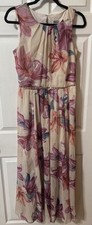 Alexa B. Nites women’s 10 Pink Floral Maxi Dress Sleeveless Rhinestone Waist