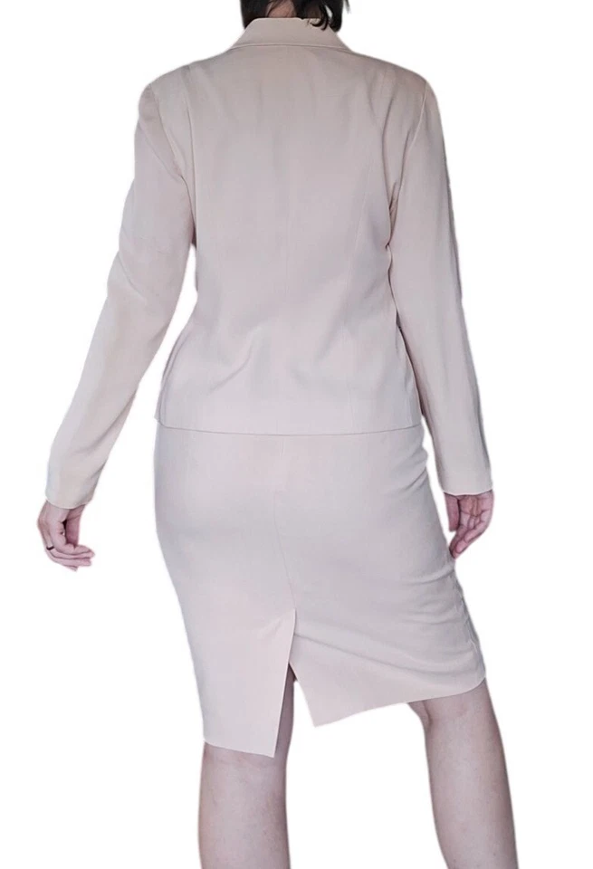 Vintage y2k Dana Buchman Silk 2 Piece Skirt Suit Set Pastel Pink Womens Size 12 - Image 3 of 4
