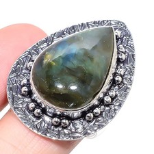 Natural Labradorite Gemstone 925 Sterling silver Jewelry Ring Size-9 US 