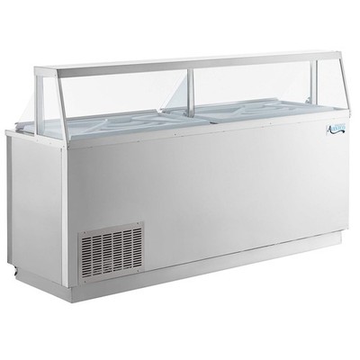 88 3/4'' 16 Tub Stainless Steel Deluxe Ice Cream Dipping Cabinet
