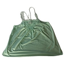 Vintage Embroidered Mint Green Lace Camisole Top USA Made Sz M Rosette Coquette