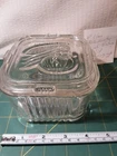 Vintage Federal Glass Clear Small Refrigerator Dish  w/Lid Chip On Inside Of Lid
