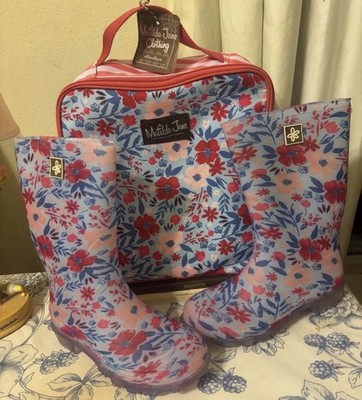Girls Matilda Jane Camp All Is Wellie Boots Floral Size 13 Big Girl New In Case