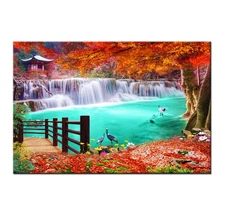 Waterfall Scenery Canvas Painting Landscape Poster Prints Wall Art Decor Picture