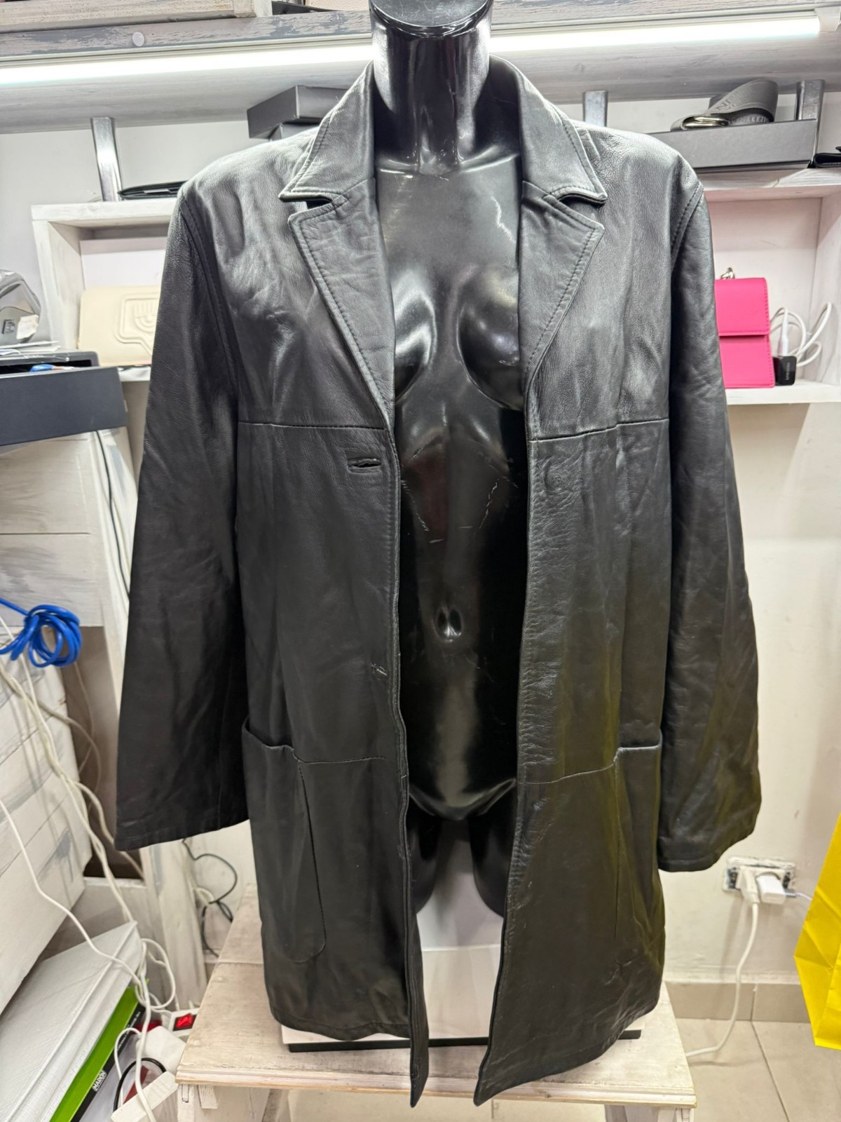 Jacket Women's Coat Leather Colour Black Size 48 Cod. AM291