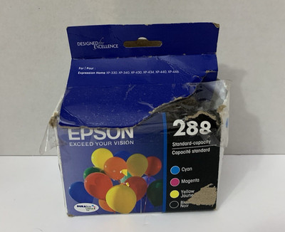 EPSON 288 Genuine Ink Cartridge 4 Pack CMYK Expression Home Open Box 8/2027