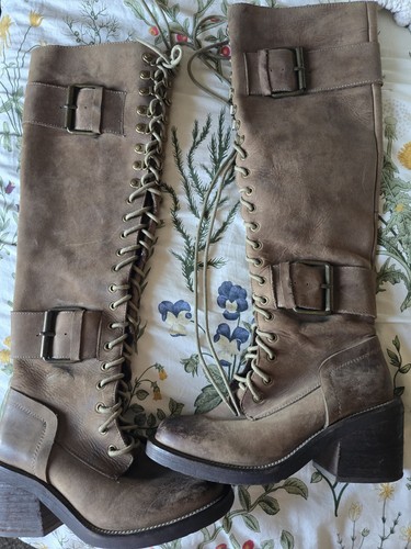 Jeffrey Campbell Tamara Brown Leather Tall Boots. Size 7
