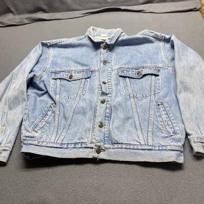 Vintage PEPE Blue Jean Trucker Jacket Faded Denim Wash Distressed Mens M Cowboy