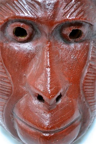 Wooden! Japanese Traditional Kyogen Mask Child Monkey SARU(猿) Noh Kagura Kabuki