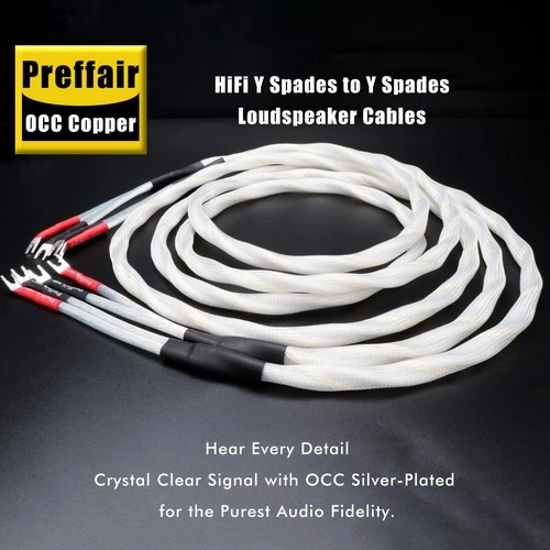 Preffair High-End Y Spade OCC Copper Silver Plated Speaker Cable