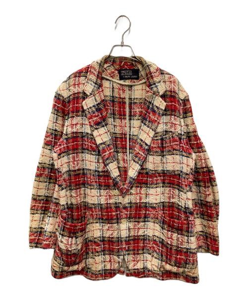 Polo Ralph Lauren Checked Tweed Tailored Jacket Men Beige Vintage 48.5 Shoulder