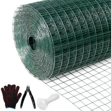 Hardware Cloth 1' 36in x 100ft Chicken Wire, Green Garden Fence, PVC Coated M.