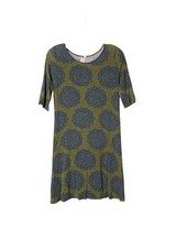 Live Happy Natural Life Green/Blue T-Shirt Dress Blouse Size Small