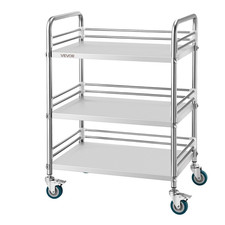 VEVOR 3-Tier Stainless Steel Rolling Cart | Locking Wheels | 220 lb Capacity