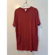 Loft Outlet Lounge T-Shirt Dress Womens Large Red Heathered Pockets NWT