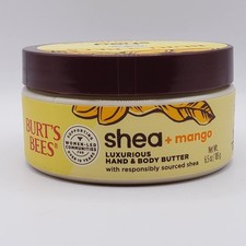 Burt's Bees Shea Mango Luxurious Hand Body Butter Jar Moisturizer 6.5 oz