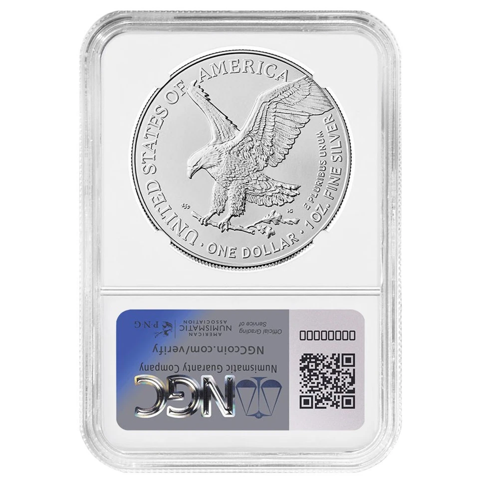 2025 (P) $1 American Silver Eagle First Eagle Privy NGC MS70 ER Liberty Bell - Image 2 of 3