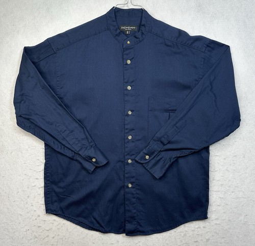 Camicia Yves Saint Laurent Homme manica lunga taglia M blu uomo cotone con bottoni - Foto 1 di 10