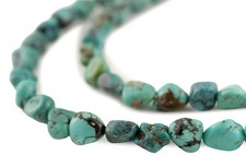 Dark Aqua Turquoise Nugget Beads 7-8mm Blue Gemstone 16 Inch Strand