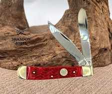 Buck Creek German Stainless Red Bone Trapper Two Blade Folding Pocket Knife -128