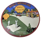 Vintage Shell Gasoline Sign - Pebble Beach Golf Gas Pump Plate Porcelain Sign