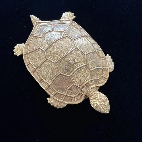 Signed 1950s MIRIAM HASKELL Gold Tone Turtle Brooch Pin Vintage Figural Vintage