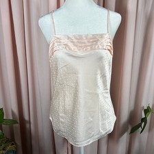 Vintage Indulgence Peach Satin Dot Cami Size 34 USA Made 90s Y2K Lingerie Top