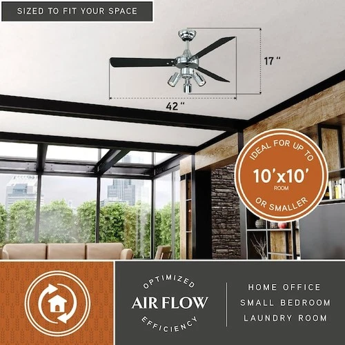 VAXCEL F0003 Cyrus 42" Ceiling Fan Chrome - Picture 6 of 7