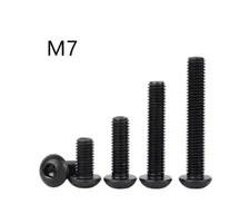 M7 Hex Socket Bolts Button Head Screws Black 12.9 Steel Length 12 - 60mm