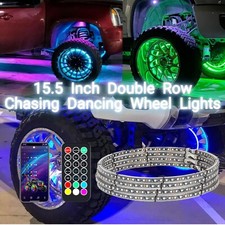 4pcs 15.5 inch Double Row Wheel Lights for Truck/Car/ATV/UTV, Dancing Chasing...