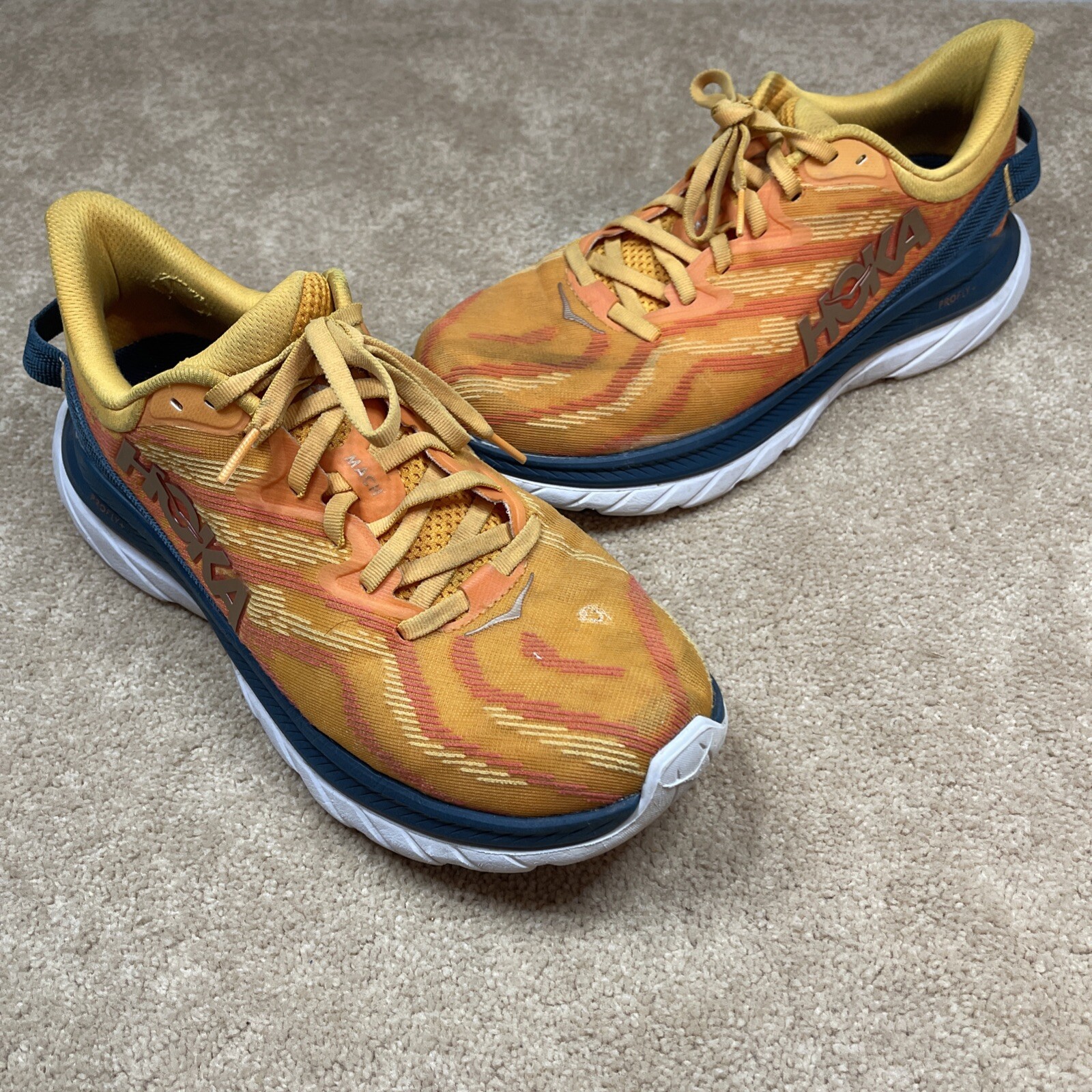 Hoka One One Mach Supersonic Women's 10 B Orange Running Shoes Sneakers