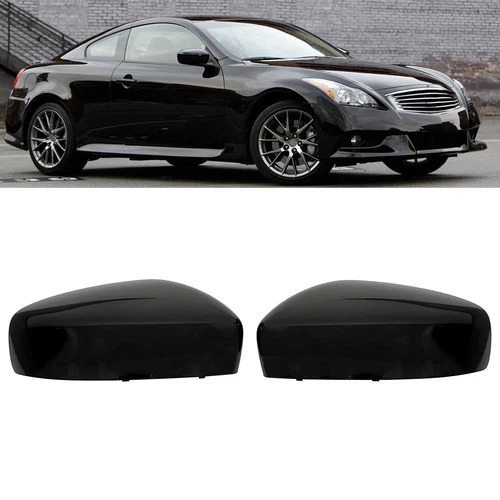Set Gloss Black Side Wind Mirror Cover Caps For 2008-2013 INFINITI G37 G25
