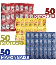 Condiment Packs - 50 Single Serve Pouches of Each: Ketchup, Mustard, and Mayo !