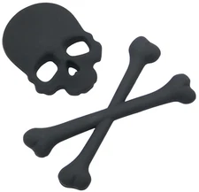 3D Skull and Crossbone Decal Emblem Truck, Motorcycle Zinc Alloy (Black) 2 pcs