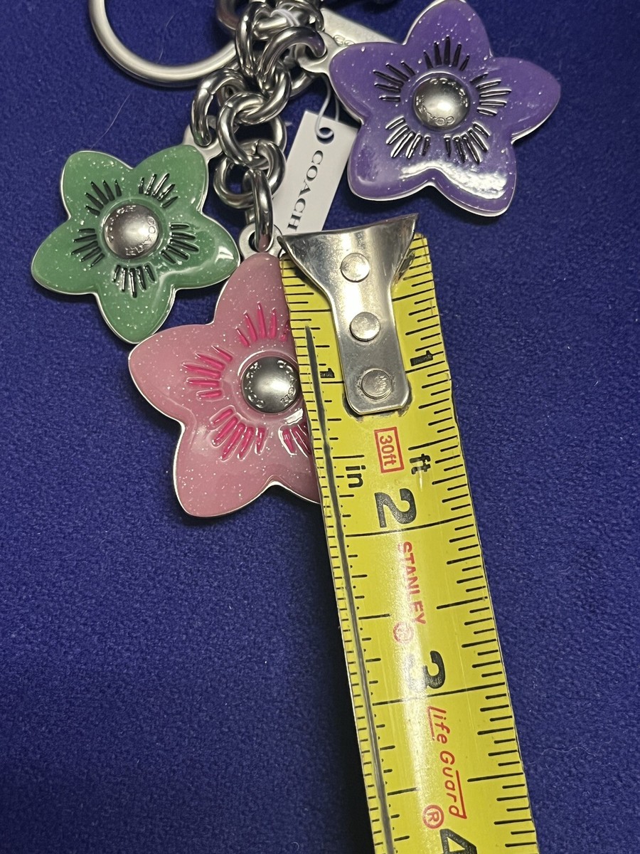 Coach Bag Charm Key chain SILVER MULTI CR924 NWT Wildflower