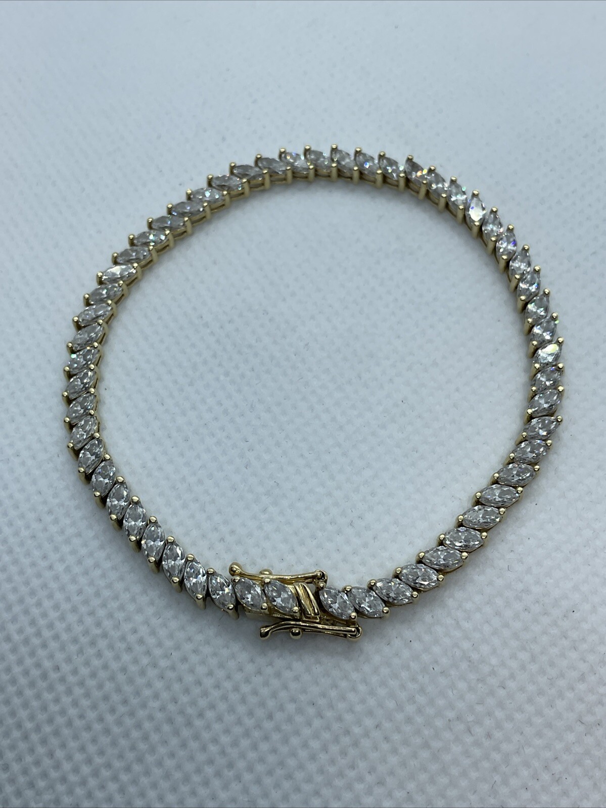 AWESOME Solid 14K Yellow Gold Marquise Cut White … - image 10