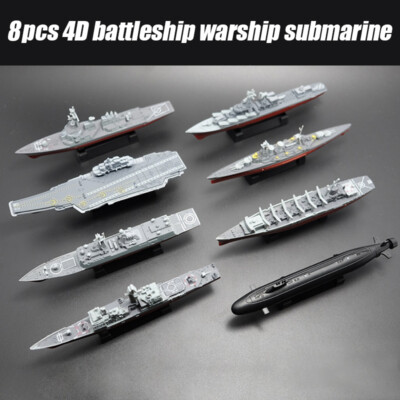 8pcs 4D Assembled Battleship Aircraft Carrier Submarine Warship Ship ...