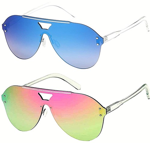Piatto Trasparente Lenti Visiera Grande Pilota Scudo Sole Giselle Uomo  Donna | eBay