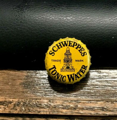 VINTAGE SCHWEPPES TONIC WATER SODA POP BEVERAGE SOFT DRINK CORK BOTTLE CAP CROWN