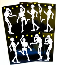 Mrs Grossman Two Vintage 4x6" Sticker Sheets 'Skeletons' (c-1992-Retired)