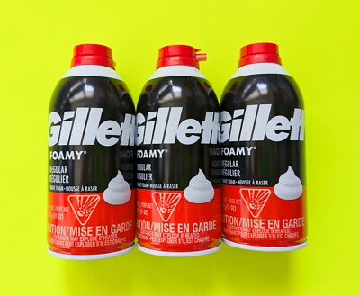 GILLETTE Foamy Shaving Cream Regular - Lot of 3